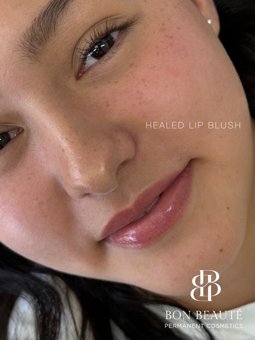 Healed lip blush close-up