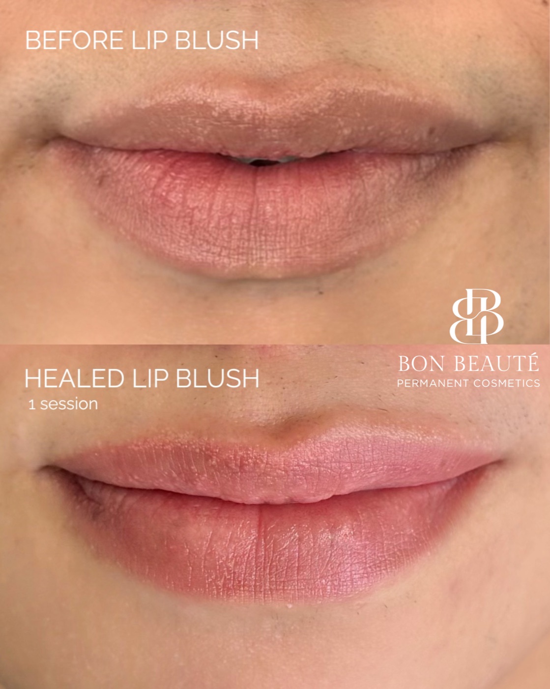 Lip blush before and after