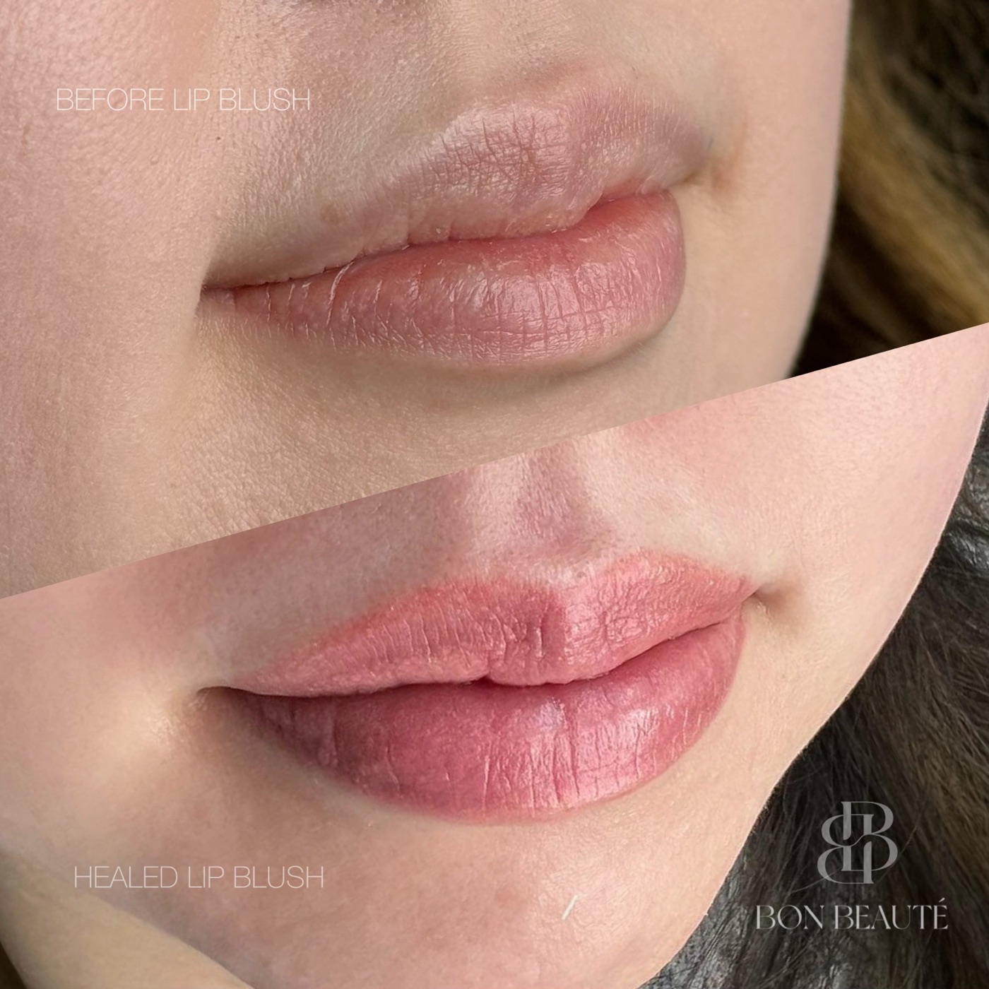 Lip blush before and healed