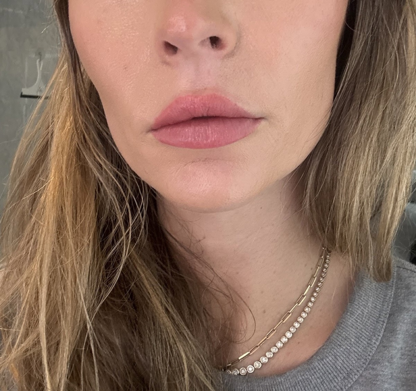 Healed lip blush close-up